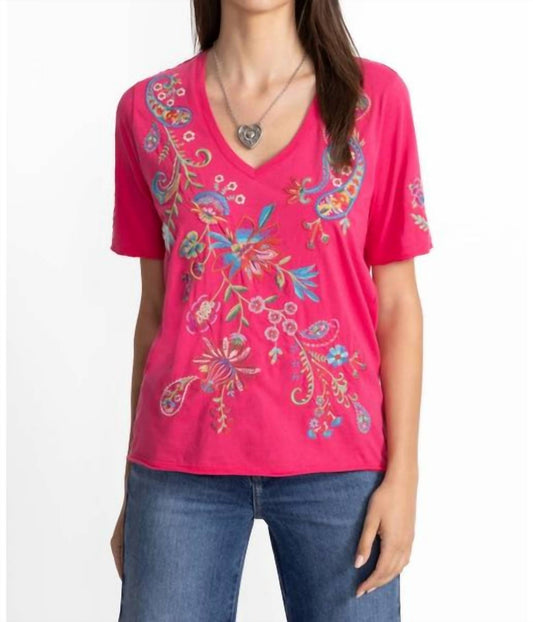 Johnny Was - KARIME RAW HEM V‑NECK TEE