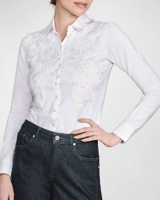 Anne Fontaine - Vianey Pima Jersey Floral Applique Shirt