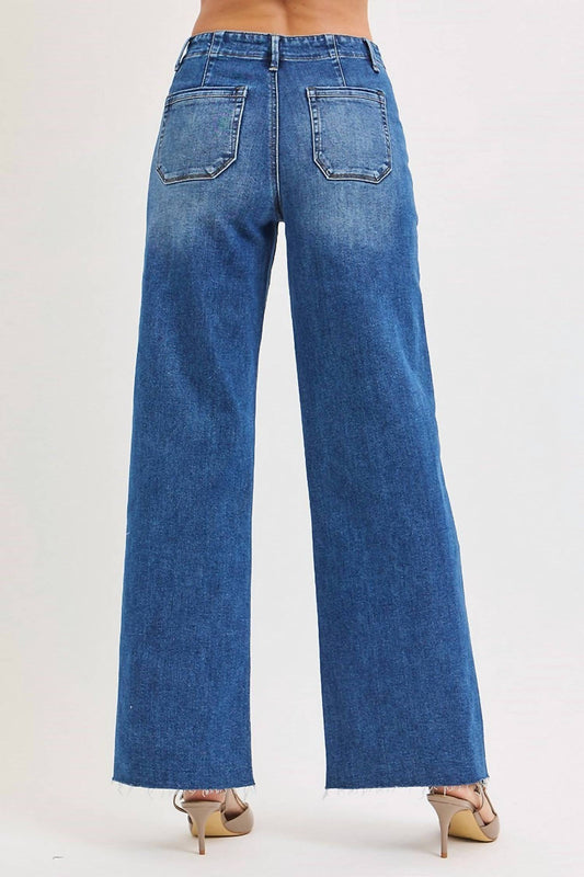 Risen - Wide Leg Patch Pocket Jeans