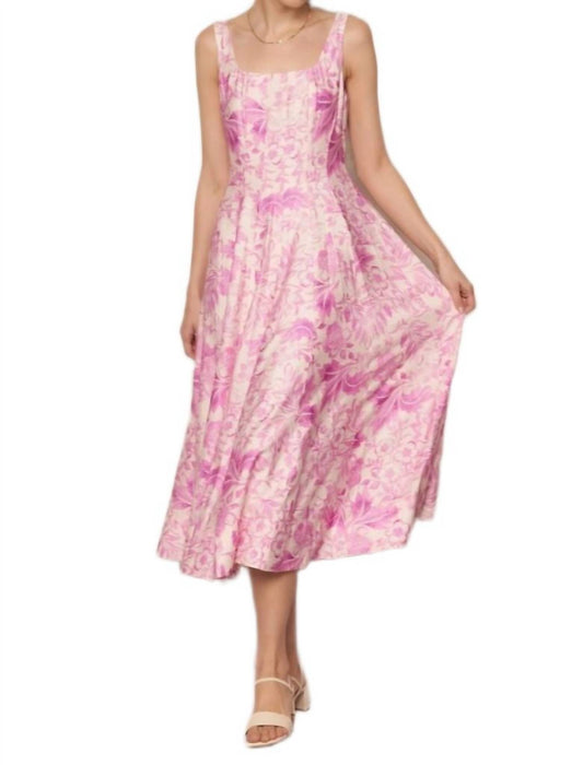 Knit & Lounge - Fitted Bodice Floral Midi Dress