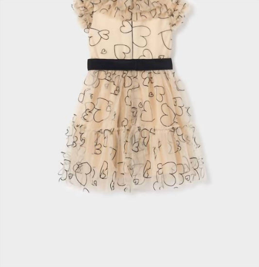 Abel & Lula - Kid's Scattered Hearts Short Sleeve Tulle Mini Dress