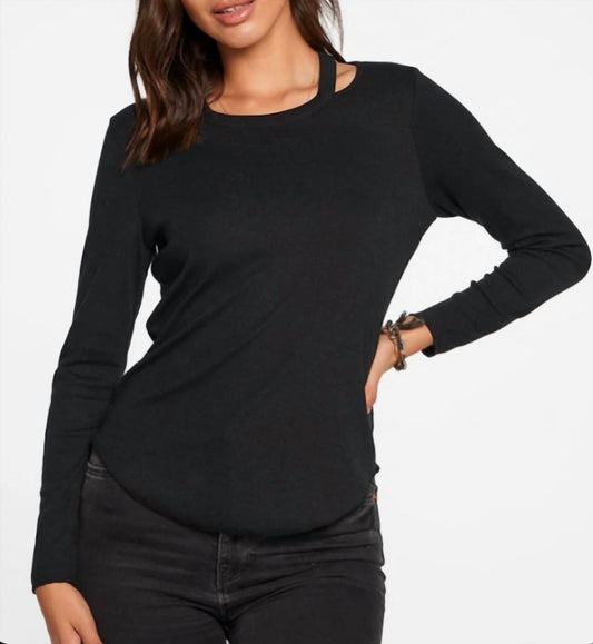Rib Vented Shoulder Long Sleeve Tee
