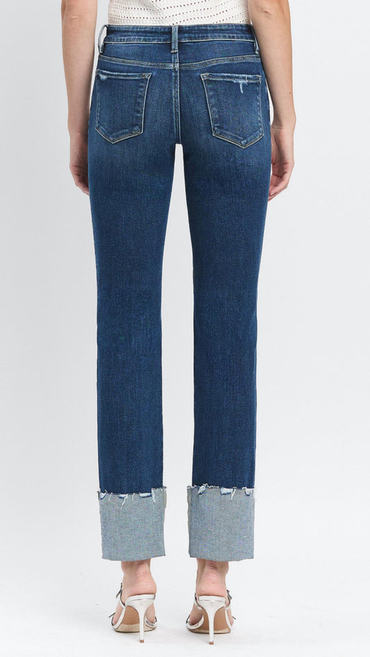 Lovervet - Mid Rise Cuffed Slim Straight Jeans