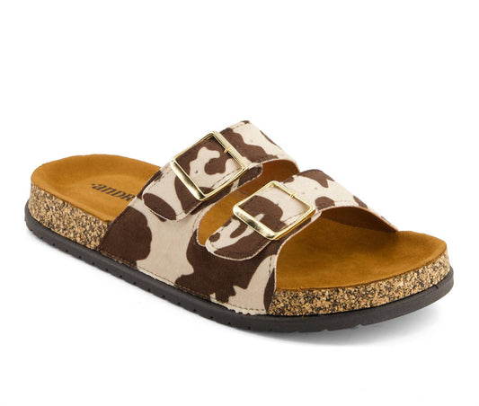 Andrea - Women's Cowhide Print Footbed Sandals