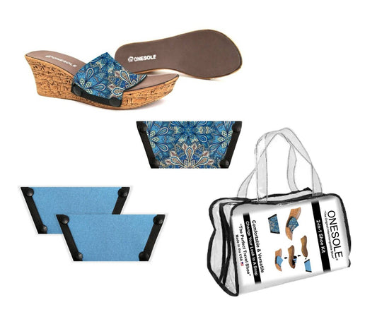 Onesole - Women's Casual Faux Cork Interchangeable Travel Shoe and Kit