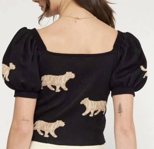 Entro - Cheetah Knit Top