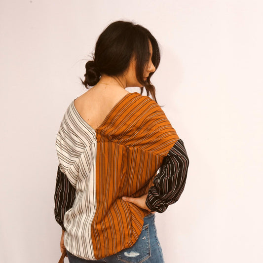 Fate - Striped Color Block Blouse
