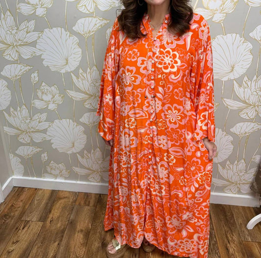 Karlie - Floral 70's Kaftan Maxi Dress