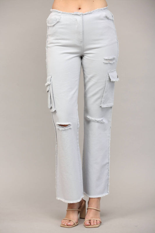 Fate - Distressed Detail Flare Cargo Pants