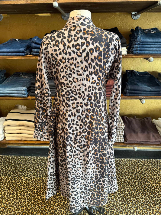 Uncle Frank - Women's Leopard Gauze Midi Dress