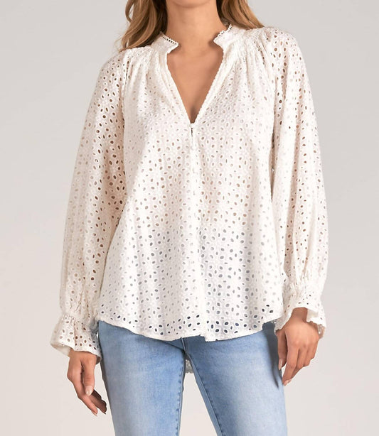 Elan - Long Sleeve Eyelet Top