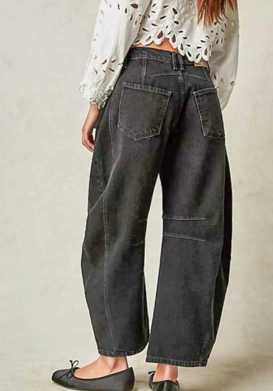 Obest - Women's Mid Rise Barrel Jeans