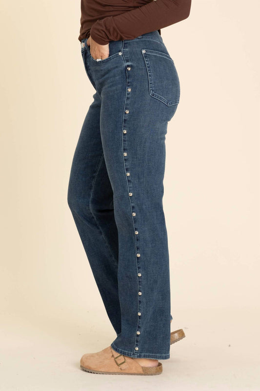 Judy Blue - Straight Dome Studs Detail Jeans