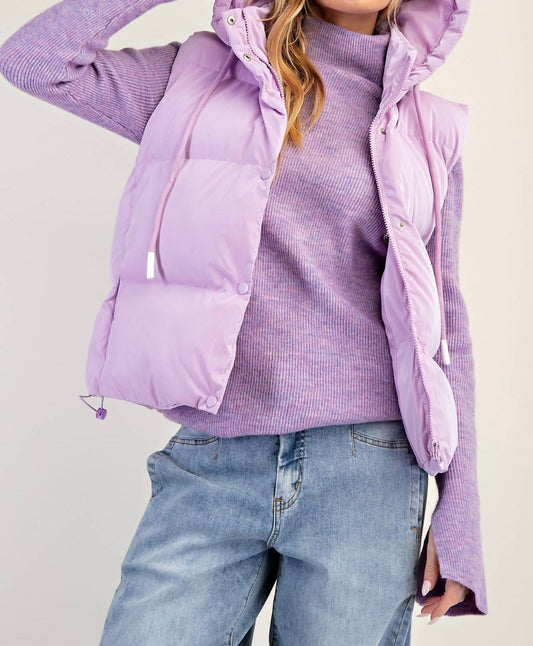 Easel - Shiny Faux Leather Hoodie Vest