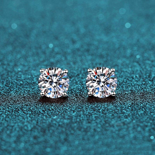 Bling Jewelry - Women's Four-prong Moissanite Stud Earrings