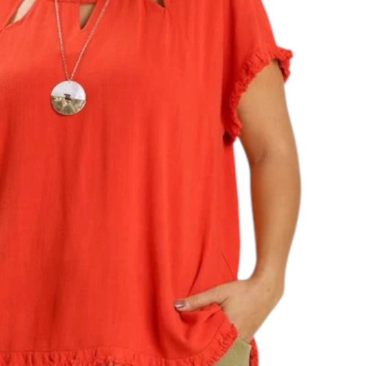 Umgee - Cut Out Round Neckline Top