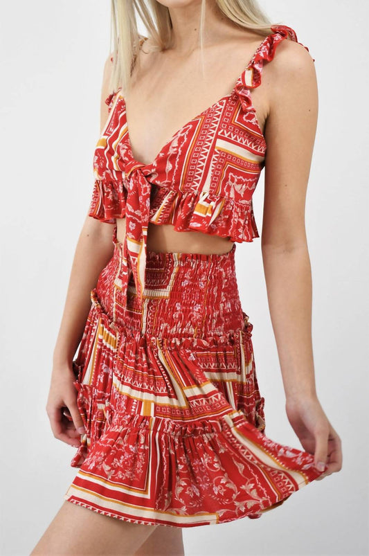 Skylar + Madison - Tribal Spirit Ruffle Smocked Skirt Set