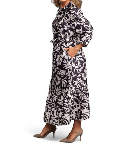 Tribal - 3/4 SLEEVE SATIN MAXI DRESS
