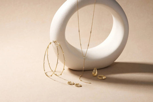 Eklexic - Women's Cz Studded Thin Oversized Hoops