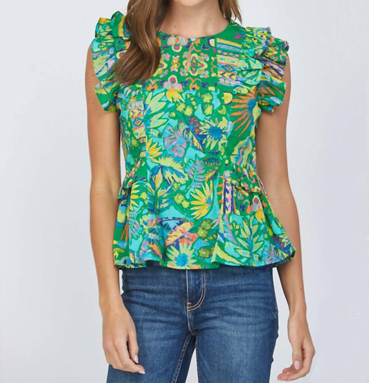 Fate - Ruffle Cap Sleeve Peplum Top