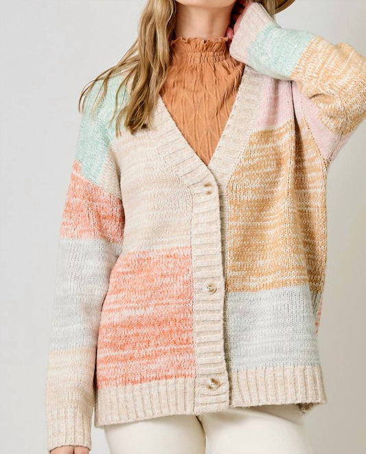 Mystree - Color Block Sweater Cardigan