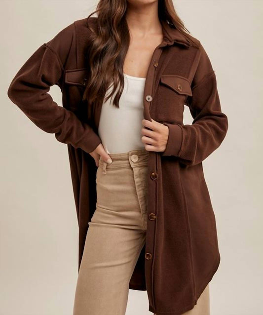 Hem & Thread - Fleece Button Down Long Jacket