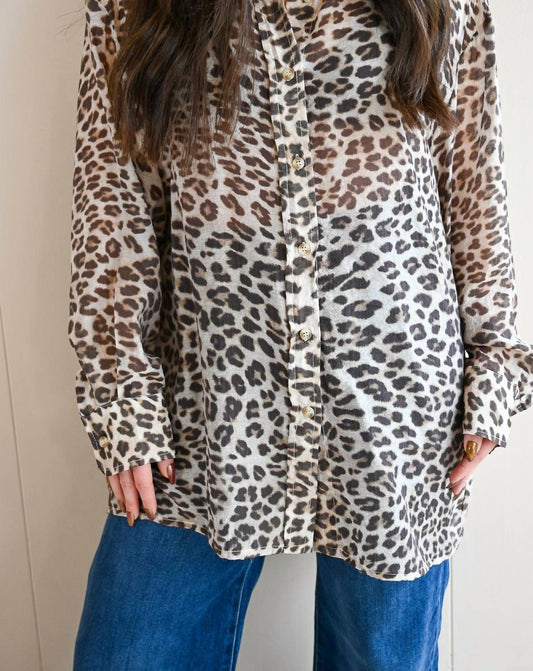 The Korner - Women's Carmel Avenue Leopard Button Up Tunic Top