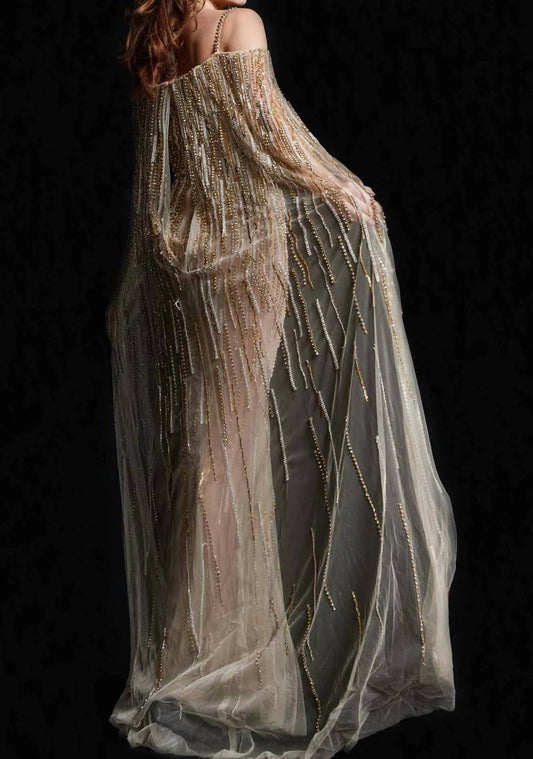 Jovani - Embellished Sheath Couture Gown