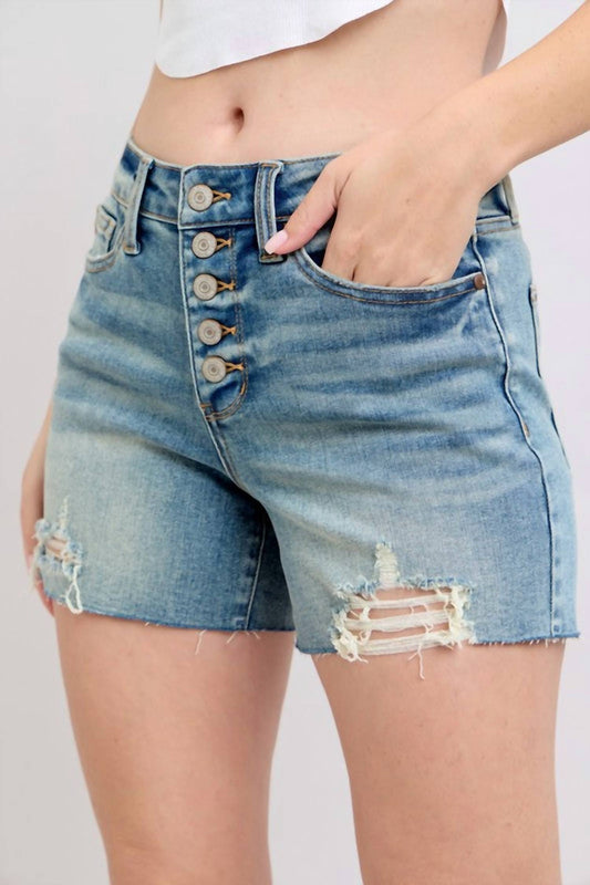 Judy Blue - Bombshell Button Fly Shorts