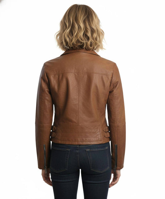 Latte Black - Faux Leather Moto Jacket