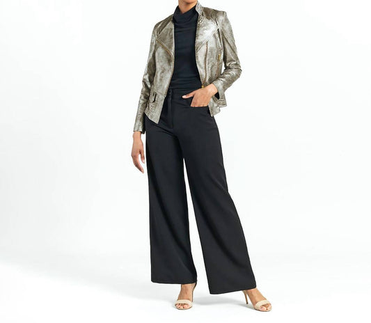 Clara Sunwoo - Liquid Leather Textured Biker Jacket