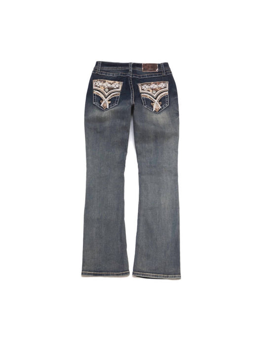 Grace In La - Women's Wash bootcut jeans with embroidered back pockets