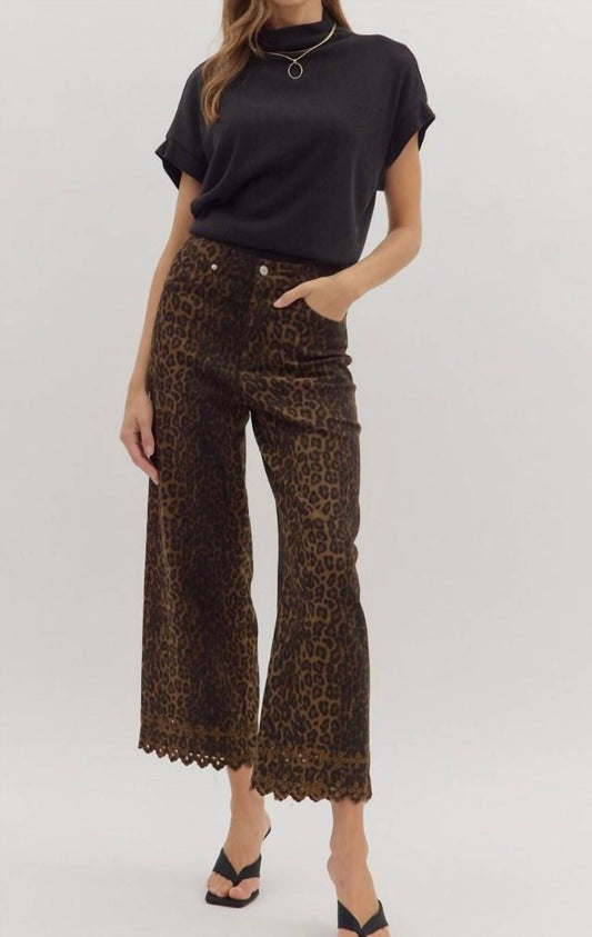 Entro - Wide Leg Eyelet Trimmed Pants