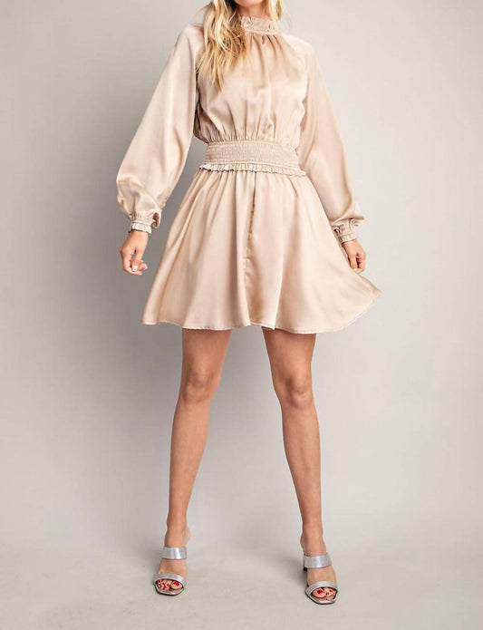 Glam - Angelica Long Sleeve Satin Dress