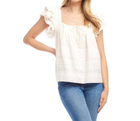Karen Kane - Embroidered Ruffle Sleeve Blouse