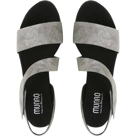 Munro - Women's Lucia Gunmetal Metallic Suede Heels Sandal