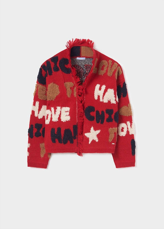 Mayoral - Girls' Intarsia Chic Fringe Cardigan