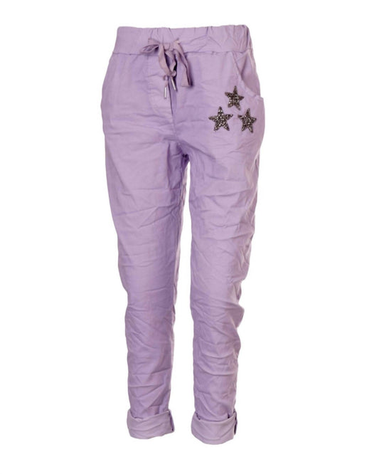 Made In Italy - Women's Diamante Star Italian Magic Pants