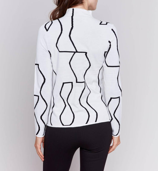 Charlie B - Reversible Jacquard Mock Neck Sweater