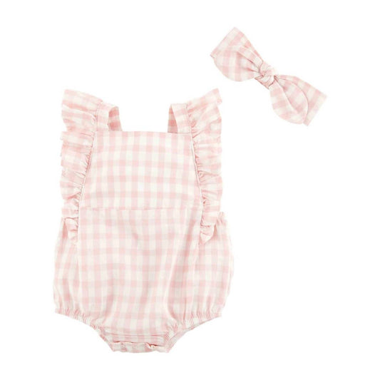 Mudpie - Girls Easter Check Bubble & Headband Set