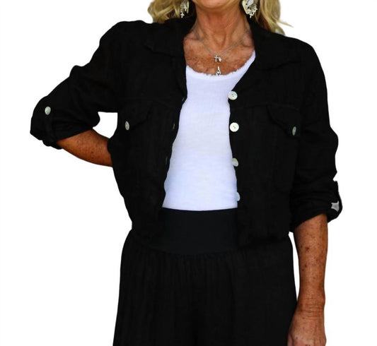 Look Mode Usa - Raw Edge Cropped Linen Jacket