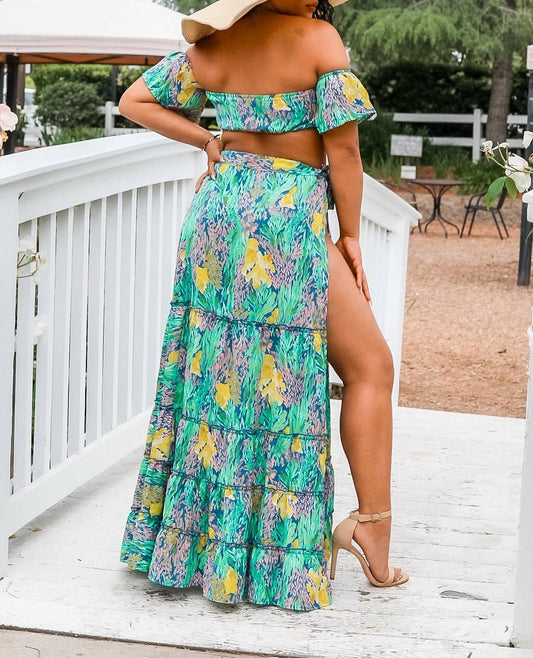 Surelymine - Get Away Printed Wrapped Maxi Skirt Set