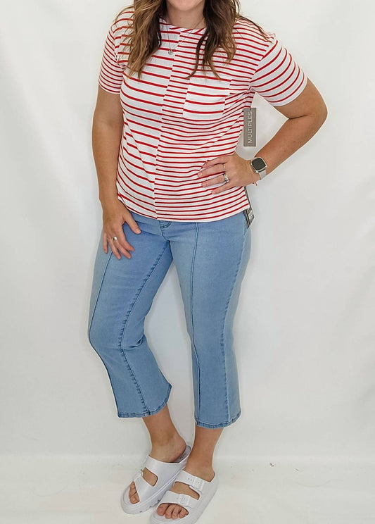 Multiples - Short Sleeve Stripe Top