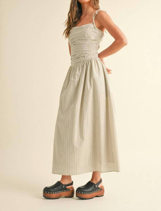 Miou Muse - Evelyn Striped Tie Strap Midi Dress