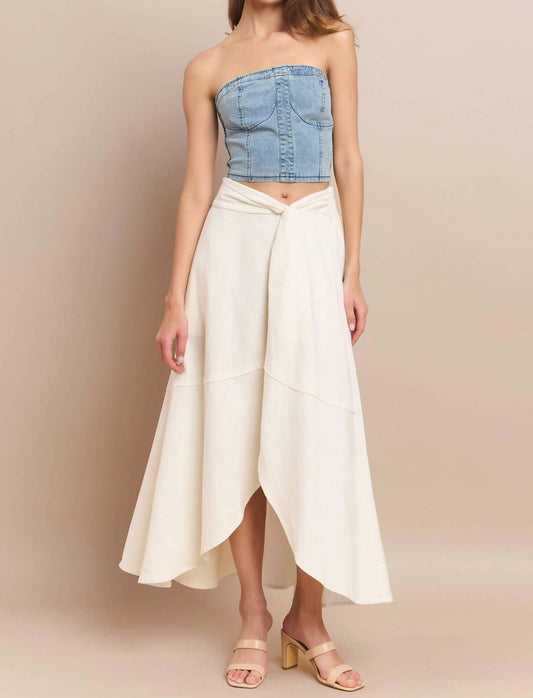 Wisteria Lane - Miley Linen Faux Wrap Maxi Skirt