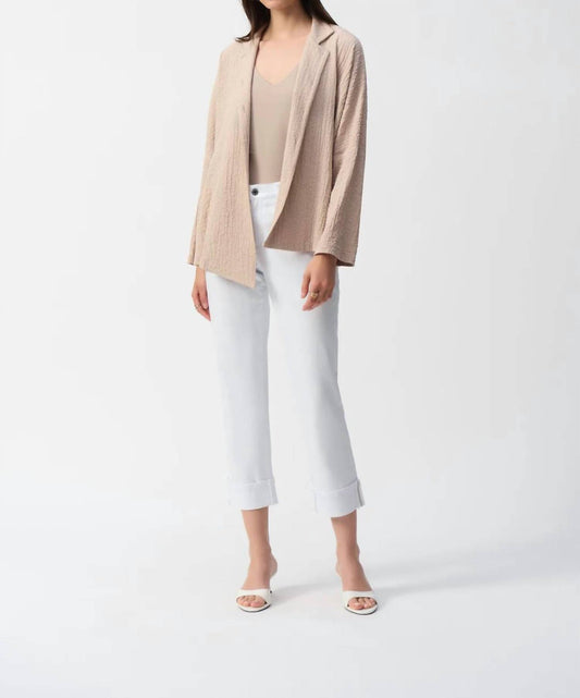 Joseph Ribkoff - Notched Collared Textured Woven Asymmetrical Jacket