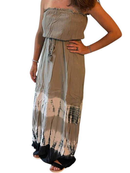 She + Sky - Woven Tie Dye Strapless Maxi Dress
