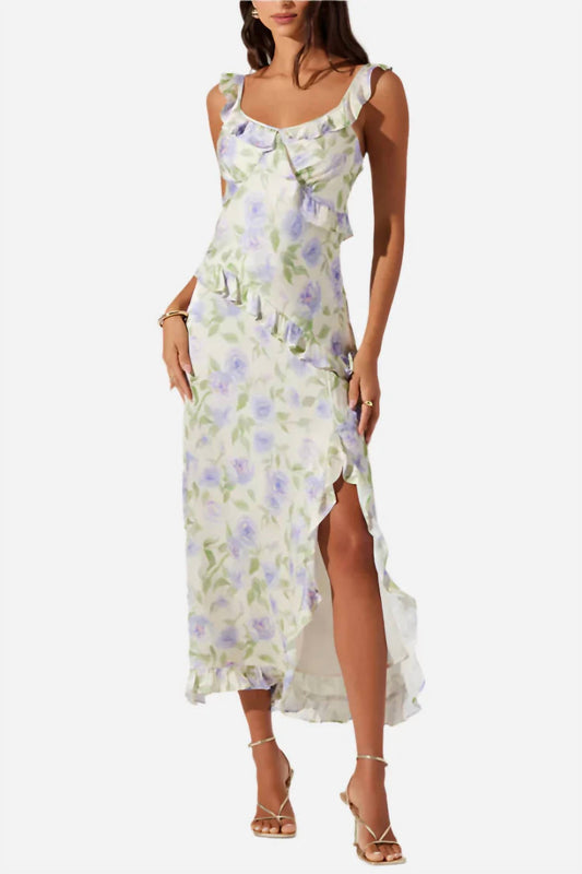 Astr - Rosalina Satin Ruffle Midi Dress