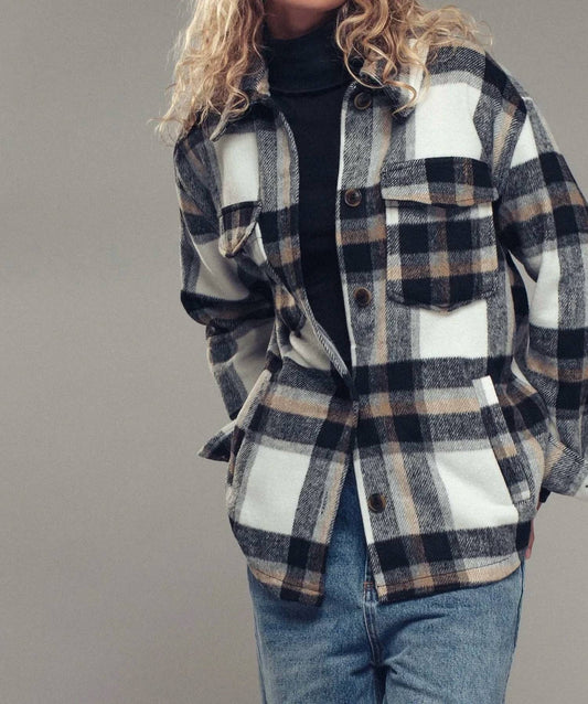Trend:Notes - Relaxed Fit Plaid Flannel Shacket