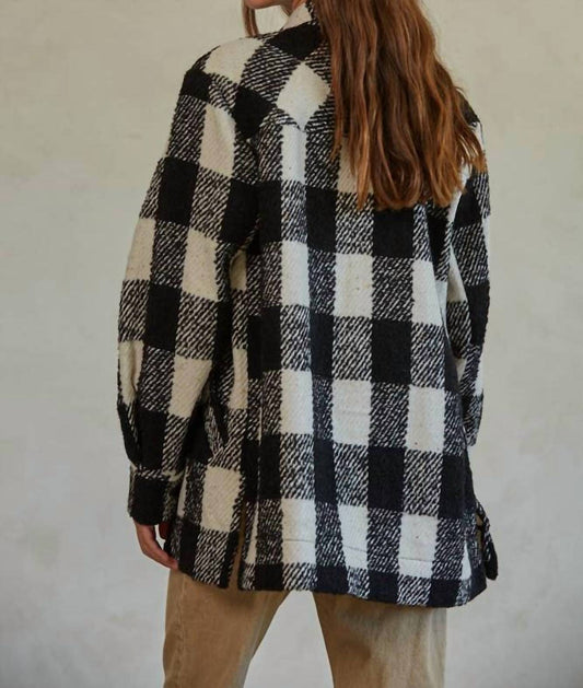 By Together - Women's Woven Wool Polyester Button Down Shirt Jacket